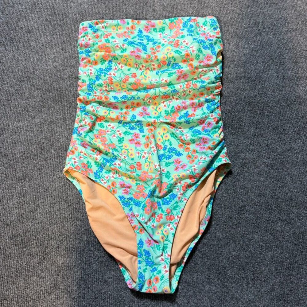 J. Crew Women’s size small floral aqua blue one piece swimsuit NWT
